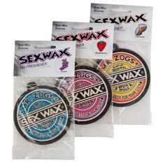 three packaged wax discs are shown in the package, one is for sexwax