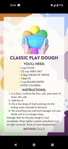 a poster with instructions for how to play dough on the app store's website