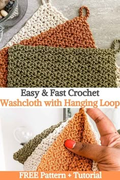 crochet washcloth with hanger loop pattern and instructions to make it easy