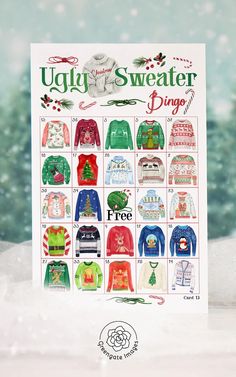 ugly sweater drago christmas card with an image of ugly sweaters on the front