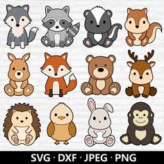 woodland animals svg clipart set