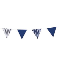 a blue and white bunting banner with chevrons