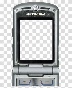 an old cell phone with a blank screen on the front, and two buttons at the back