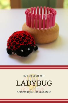 a ladybug hair brush sitting on top of a table next to a red and black comb