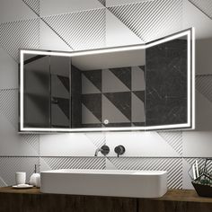 55-1-x-25-6-inch-led-backlight-mirror-with-thin-plexiglass-edge-defogger-cct-remembrance-and-touch-sensor-switch-titan-style Edge Lit Mirror, Black Frame Led Mirror Bathroom, Backlit Mirror Bathroom Rectangle, Backlit Mirror Black Frame, Led Barhroom Mirror, Stock Cabinets, Backlit Mirror, Lighted Vanity Mirror, Bathroom Mirror Lights