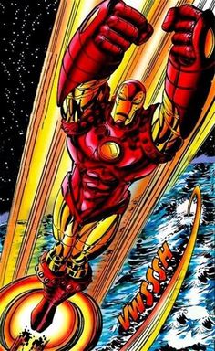 iron man flying through the air in space