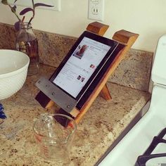 Wine Barrel IPad/Tablet Holder by FALLENOAKDESIGNS on Etsy Stave Projects, Wine Furniture