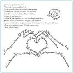 a handwritten poem written in the shape of a heart with two hands holding each other