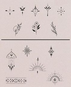 the different tattoo designs are shown in black and white, with one line drawn on it