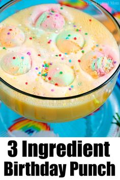 three ingredient birthday punch in a glass with sprinkles