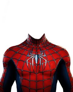 the amazing spider - man costume is shown in front of a white background with black accents