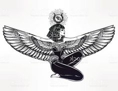 an egyptian woman sitting on the floor with her wings spread out royalty - art illustration