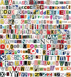 the alphabet is made up of letters and numbers in different colors, shapes and sizes