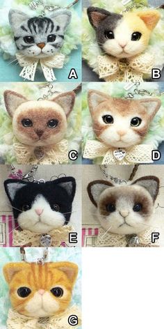 there are many different pictures of cats on the same keychain as shown in this photo