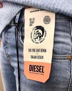 Smelt jij voor de favoriete denims van Renzo Rosso? Founder of Diesel Jeans. Herken ze dit seizoen aan deze stoffen tags. #denimtag… Hang Tag Design, Tag Jeans, Diesel Jeans, Tag Design, Silver Jewelry Handmade, Graphic Design Typography, Leather Patches, Flat Design, Hang Tags