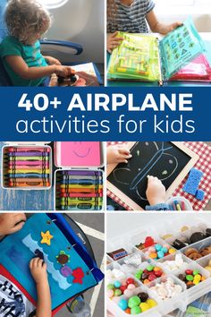 children are playing with toys and crafts in the air plane, while another child is sitting on