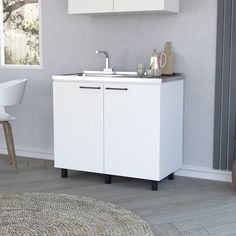 We Have Furniture Utility Sink Cabinet, Burwood, White, Width X 39,3 & Reviews | Wayfair Accessories Making, Kitchen Utilities, Large Shelves, Sink Organizer, Kitchen Cabinet Colors, Pantry Cabinet