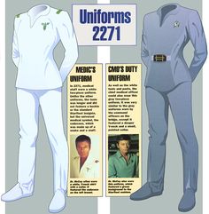 two uniforms are shown with information about them