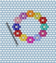 an image of a pixellated pattern with the letter c in rainbows and reds