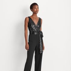 Wainscoting Ideas, Belt Making, Crepe Jumpsuit, Retro Styles, Surplice Neckline, Jumpsuit Shorts Rompers, Wainscoting, Black Outfit, Cocktail Party