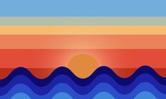 the sun is setting over an ocean with blue waves and oranges in the sky