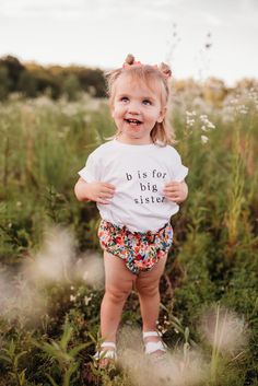 'b is for big sister' tee, for the little one who is getting a big promotion. As seen on one of our faves @mialmablog! 100% organic cotton. Printed with baby-safe ink in sunny Sacramento, California. B Is For Big Sister, Sis Pictures, Sister Announcement, Big Sister Announcement, Sister Shirt, Big Promotion, Big Sister Shirt, Sacramento California, Big Sis