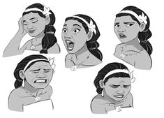 various expressions of a woman's face