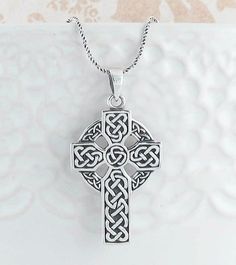 Celtic Cross Necklace in Sterling Silver | FREE Shipping in the USA – woot & hammy Silver Earrings Aesthetic, Marcasite Jewelry, Earrings Aesthetic, Jewelry Mens, Silver Cross Pendant, Emerald Necklace