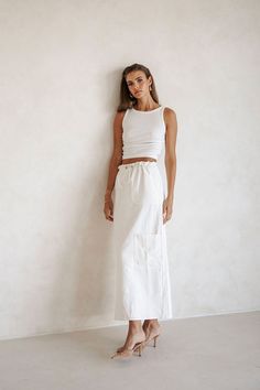 Asha Skirt High Waist Fashion, Cotton Blend Fabric, Bag Style, Style Summer, Summer 2024, Fashion Bags, Midi Skirt, Things To Wear, Cotton Blend