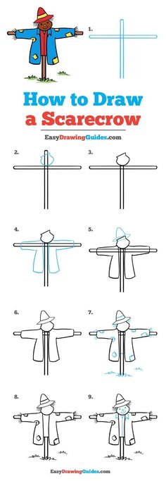 how to draw a scarecrow with instructions for drawing the scarecrow and other things