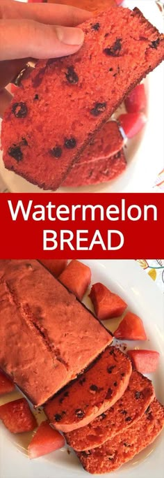 watermelon bread on a plate with strawberries