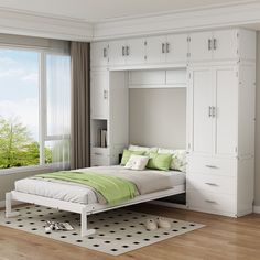 Full Size Murphy Bed with Lockers and Wardrobe - Murphy Nook Folded Bed, Twin Size Murphy Bed, Full Size Murphy Bed, Bed With Wardrobe, Storage Lockers, Sleek Cabinet, Modern Murphy Beds, Small Bedrooms, Folding Bed