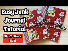 three wrapped christmas gifts with the words easy junk journal and instructions to make them look like they