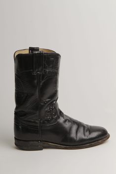 Brand: Justin, Size: 7 B, Made In: USA, Color: Black, Gender: Men's, undefined: Justin Cowboy Boots, Vintage Cowboy Boots, Mens Cowboy Boots, Vintage Cowboy, Recycle Clothes, Cowboy Western, Cow Boy, Cowboy Boot, Western Cowboy Boots