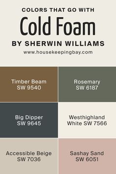 the colors that go with cold foam by sherylin williams, and other brands