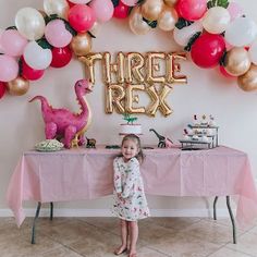 Dinasour Birthday Ideas For A Girl, Three Rex Birthday Party Girl, Girl Dinosaur Birthday, Dinosaur Themed Birthday Party, Baby Birthday Themes