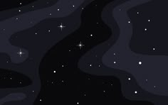 the night sky is filled with stars and swirly black fabric, as well as white dots