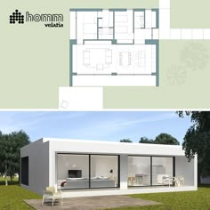 an image of a modern house plan with floor plans