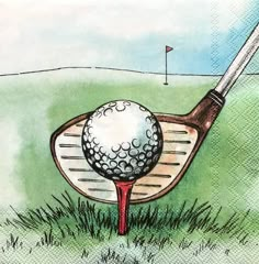 a drawing of a golf ball and driver on the tee