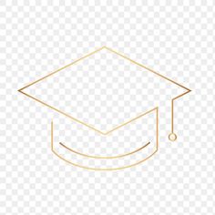 a gold graduation cap on a white background, with a line drawing in the middle