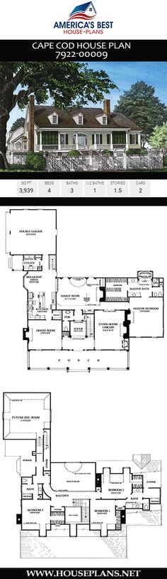 the floor plan for an american house with two levels and three rooms, including one bedroom