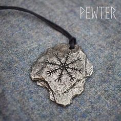 Pewter Helm of Awe Pendant - Handcrafted in the UK | Norse Spirit Viking Shop, Helm Of Awe, Symbol Of Protection, Drinking Horns, Black Neck, Viking Necklace, Pewter Pendant, Recycled Jewelry