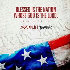 an american flag with the bible versed in red, white and blue on it