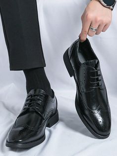 Men's Formal Shoes Brogue Oxford Business Casual Leather Shoes, Lace-Up Wedding Dress Shoes Black     Plain    Men Shoes, size features are:Bust: ,Length: ,Sleeve Length: Casual Wedding Suit, Editing Presets, Leather Formal Shoes, Moccasins Mens, Business Shoes, Leather Oxford Shoes, Brogue Shoes, Mens Shoes Boots, Mens Luxury