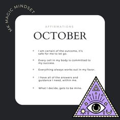 an eye and triangle with the words affirmations october