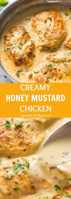 creamy honey mustard chicken in a skillet