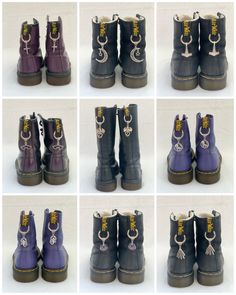 "Welcome to some of my selection of Doc Marten charms 🤗 LISTING REVAMPED 04.11.2023 - I hope you like the new style! For ease of searching the listings I shall tag them as \"Docs Pentagram\", \"Docs Skull\" etc.  Your search within the shop should bring up what you are looking for using the search style as above.  If not, then I may not yet have it listed. I shall keep adding listings as quickly as possible!  If there is something specific you require, please do message me and I shall see if I have a pendant readily available or order it in for you. Fitted with a stainless steel jump ring (for strength and longevity) onto a silver tone alloy decorative pendant bail and mounted on a platinum coloured zinc alloy spring O Rings measuring approximately 27mm outer diameter, 4mm thick with a 20 Doc Marten Boot Charms, Dr Martin Boots, Dm Boots, Doc Marten Boot, Pendant Bail, Boot Shoe, Doc Marten, Shoe Gallery, Pendant Bails