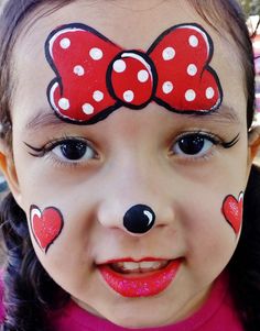 Pintura facial Minnie - Minnie Face Painting Mini Mouse Face Painting For Kids, Easy Things To Face Paint, Small Easy Face Painting Ideas, Face Painting Beginners, Beginner Face Paint, Barbie Face Painting, Easy Face Painting Designs Step By Step, Disney Face Paint