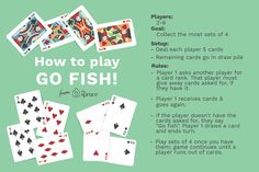 the instructions for how to play go fish card game with four cards and one player