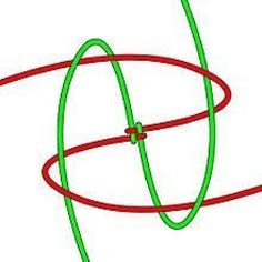 a red and green object is in the shape of a circle with two lines connected to it